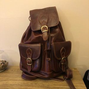 Vintage Leather Backpack from Italy